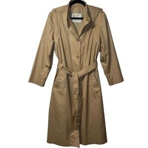 Vintage 70’s London Fog Maincoats Classic Tan Belted High Neck Trench Coat Med